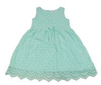 Tyrkysové krajkové šaty s mašlí H&M