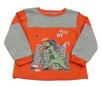 Červeno-šedá mikina s dinosaurem Kiki&Koko