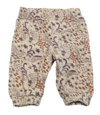 Béžové květované manšestrové kalhoty