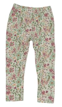 Smetanovo-barevné květované legíny Alana