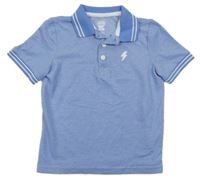 Modré melírované polo tričko s výšivkou F&F