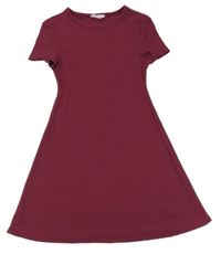 Vínové žebrované šaty Primark