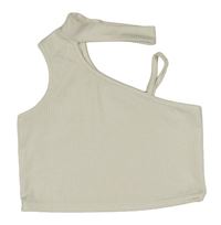 Bílý žebrovaný crop top