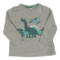 Šedé melírované triko s dinosaury BPC