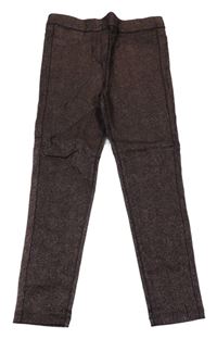 Černo-bronzové třpytivé skinny kalhoty Next