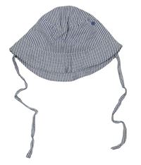 Modro-bílý pruhovaný plátěný klobouk 