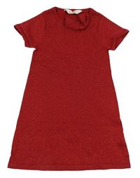 Červené třpytivé pletené šaty s mašlí H&M