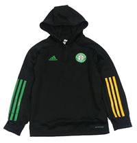 Černá sportovní funkční mikina s pruhy a logem - Celtic Adidas