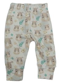 Smetanové vzorované lehké tepláky s hrochy 