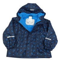 Tmavomodrá nepromokavá jarní bunda s kotvami a kapucí Impidimpi