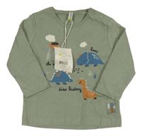 Nové - khaki triko s dinosaury