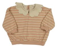 Starorůžovo-béžová pruhovaná mikina s límečkem George