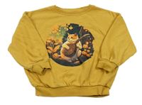 Okrová oversize mikina s kočkou George