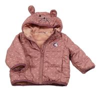 Starorůžová šusťáková zateplená bunda se srdíčky a kapucí Liegelind