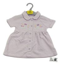 Nové - fialovo-bílé pruhované šaty s výšivkou dunnes