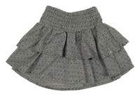 Šedá puntíkatá lehká vrstvená sukně 