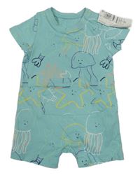 Nové - zelený kraťasový overal s obrázky M&S