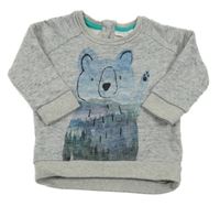 Šedá melírovaná mikina s medvědem Next