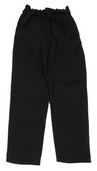 Černé plátěné kalhoty s páskem H&M