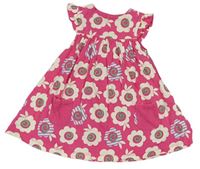 Tmavorůžovo-smetanové květované bavlněné šaty John Lewis