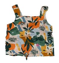 Barevný květovaný crop top s listy Tu