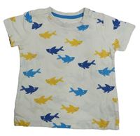 Bílé tričko se žraloky Mothercare