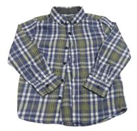 Modro-khaki-bílá kostkovaná košile Next