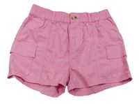 Růžové plátěné cargo kraťasy Primark