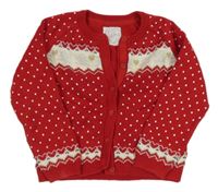 Červeno-bílý puntíkatý propínací svetr s norským vzorem Mothercare