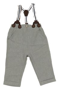 Světlešedé chino kalhoty s kšandami Shein