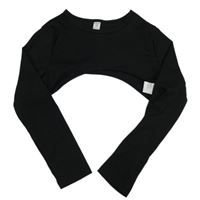 Černé žebrované crop triko Shein