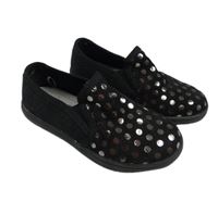 Černé puntíkaté třpytivé bačkory vel. 28