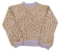 Béžovo-lila-rezavý svetr s leopardím vzorem M&S