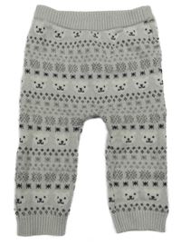 Světlešedé pletené vzorované tepláky s medvídky F&F
