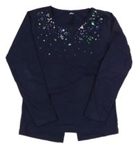 Tmavomodré triko s flitry 