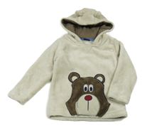 Béžová plyšová mikina s medvídkem a kapucí Lupilu