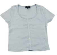 Světlemodré žebrované crop tričko New Look