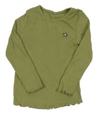 Khaki žebrované triko s květem George