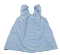 Světlemodro-bílý pruhovaný top s volánky s madeirou H&M