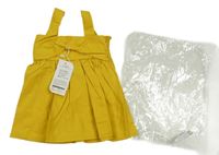 Nové - Hořčicové laclové šaty s mašlí 