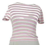 Dámské růžovo-bílo-zelené pruhované crop tričko Primark 