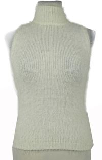 Dámská smetanová chlupatá svetrová vesta se stojáčkem Miss Selfridge 