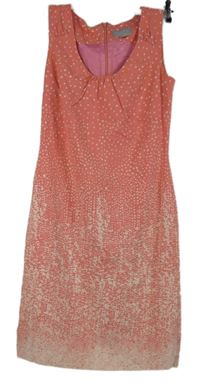 Dámské růžovo-bílé puntíkované hedvábné šaty Pure 