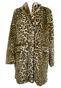 Dámský béžovo-černý vzorovaný kožešinový kabát Zara