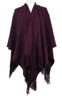 Dámský vínový pletený pléd s třásněmi Principles 