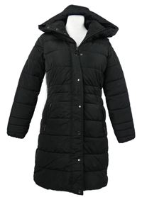 Dámský černý šusťákový zimní kabát s kapucí Next 