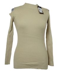 Nové - Dámský béžový žebrovaný svetr s průstřihy na ramenou Qed London 