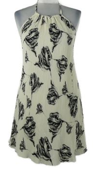 Dámské smetanové plisované šaty s květy Shein 