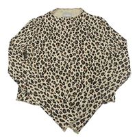 Béžové žebrované crop triko s leopardím vzorem Matalan