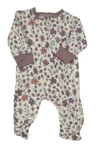 Bílo-fialový květinový overal Primark